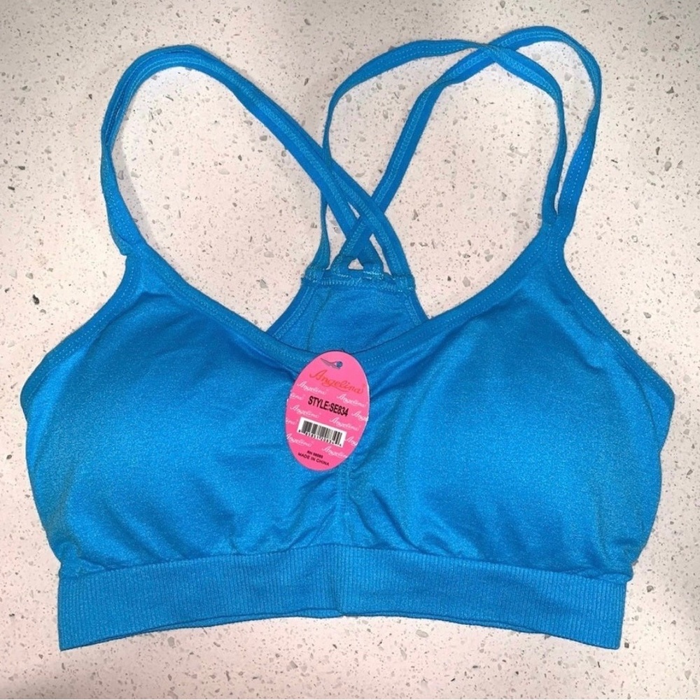 Angelina Blue Padded Sports Bra Style SE834